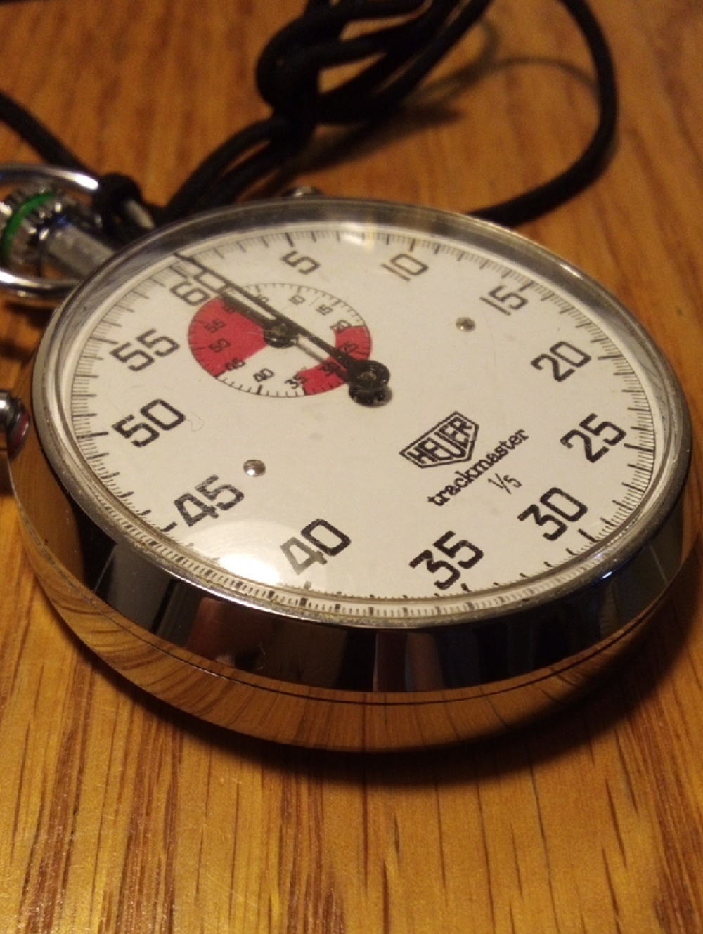 Heuer Trackmaster Stopwatch - White Dial with Red Accent